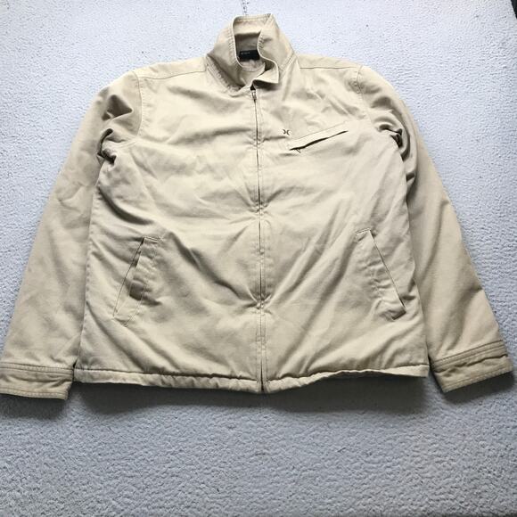 Vintage Y2K Hurley Lined Harrington Heavy Twill Work Jacket Mens XL Zip Khaki - Picture 1 of 12
